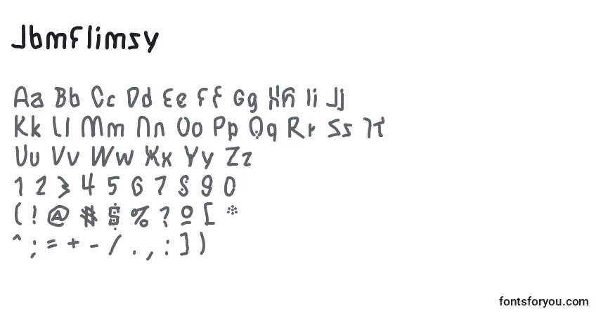 Schriftart JbmFlimsy – Alphabet, Zahlen, spezielle Symbole