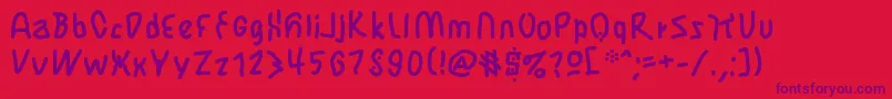 JbmFlimsy-Schriftart – Violette Schriften auf rotem Hintergrund
