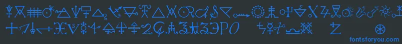 フォントAlchemya – 黒い背景に青い文字