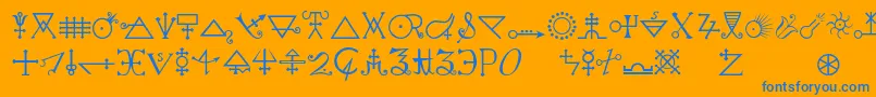 Alchemya Font – Blue Fonts on Orange Background