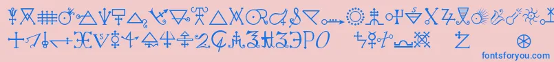 フォントAlchemya – ピンクの背景に青い文字