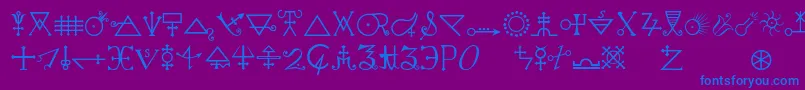 Шрифт Alchemya – синие шрифты на фиолетовом фоне
