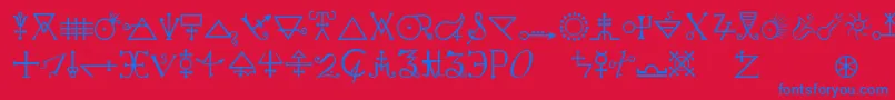 Alchemya Font – Blue Fonts on Red Background
