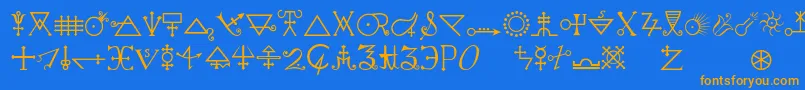 Alchemya-fontti – oranssit fontit sinisellä taustalla