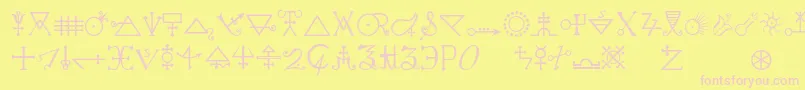 Alchemya Font – Pink Fonts on Yellow Background