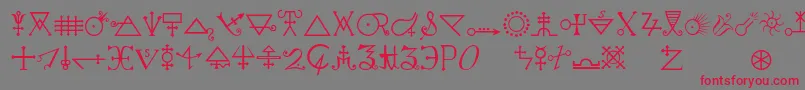 フォントAlchemya – 赤い文字の灰色の背景