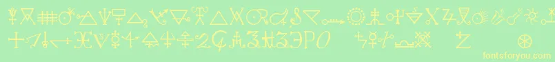 Alchemya Font – Yellow Fonts on Green Background
