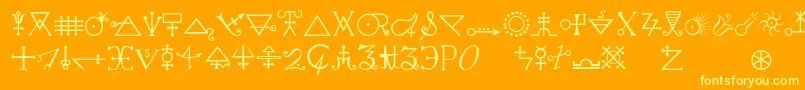 Alchemya Font – Yellow Fonts on Orange Background