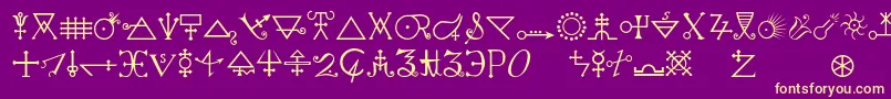 フォントAlchemya – 紫の背景に黄色のフォント