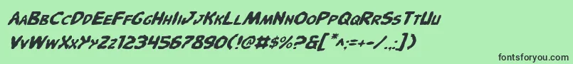フォントPandemoniousPufferyItalic – 緑の背景に黒い文字