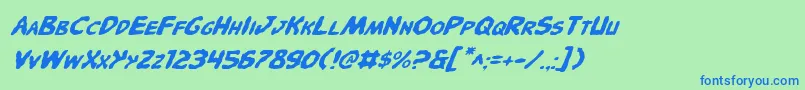 PandemoniousPufferyItalic Font – Blue Fonts on Green Background