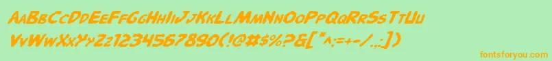 PandemoniousPufferyItalic Font – Orange Fonts on Green Background