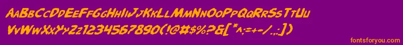 PandemoniousPufferyItalic Font – Orange Fonts on Purple Background