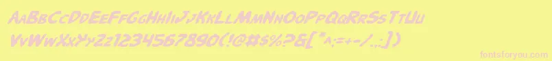 PandemoniousPufferyItalic Font – Pink Fonts on Yellow Background