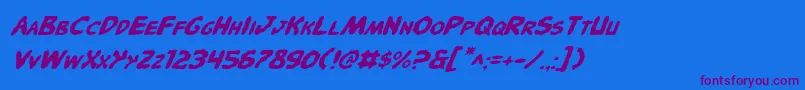 PandemoniousPufferyItalic Font – Purple Fonts on Blue Background