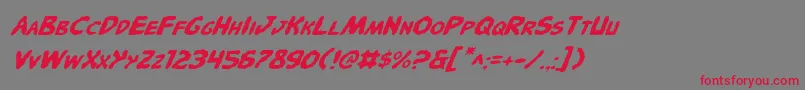 フォントPandemoniousPufferyItalic – 赤い文字の灰色の背景