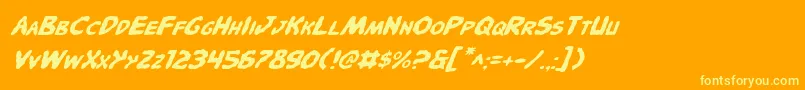 PandemoniousPufferyItalic Font – Yellow Fonts on Orange Background
