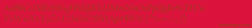 BriosoproItdisp-fontti – ruskeat fontit punaisella taustalla