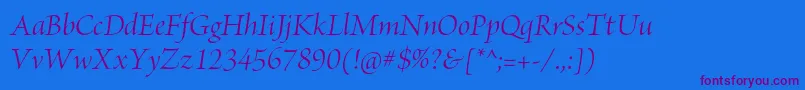BriosoproItdisp-Schriftart – Violette Schriften auf blauem Hintergrund
