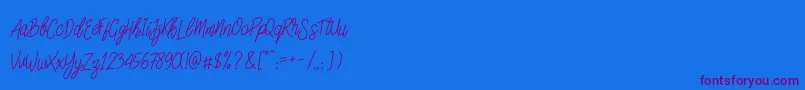 Police SlainteScriptDemo – polices violettes sur fond bleu