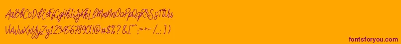 SlainteScriptDemo-Schriftart – Violette Schriften auf orangefarbenem Hintergrund