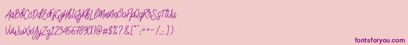 フォントSlainteScriptDemo – ピンクの背景に紫のフォント