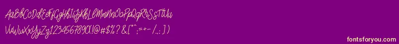 SlainteScriptDemo-Schriftart – Gelbe Schriften auf violettem Hintergrund