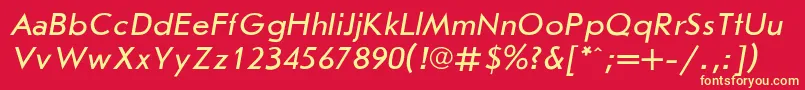 Joursan8-Schriftart – Gelbe Schriften auf rotem Hintergrund