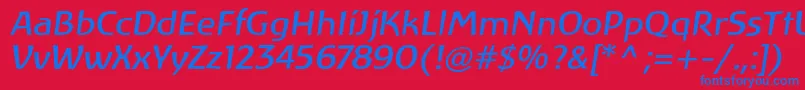 LinotypeAtlantisItalic Font – Blue Fonts on Red Background