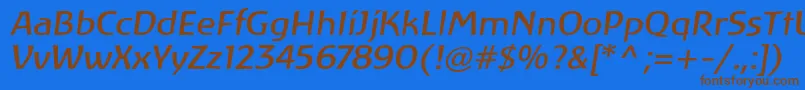 LinotypeAtlantisItalic Font – Brown Fonts on Blue Background