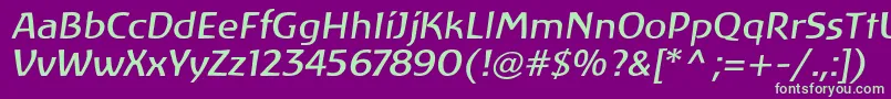 LinotypeAtlantisItalic Font – Green Fonts on Purple Background