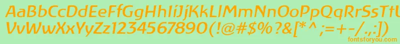 LinotypeAtlantisItalic Font – Orange Fonts on Green Background