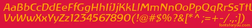 LinotypeAtlantisItalic Font – Orange Fonts on Red Background