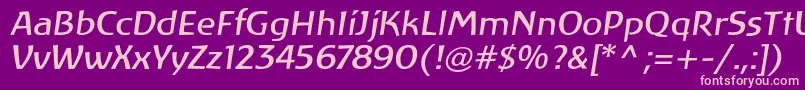 LinotypeAtlantisItalic Font – Pink Fonts on Purple Background
