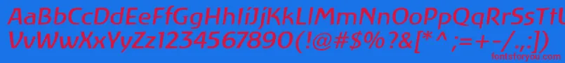 LinotypeAtlantisItalic Font – Red Fonts on Blue Background