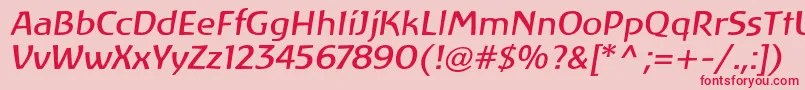LinotypeAtlantisItalic-Schriftart – Rote Schriften auf rosa Hintergrund