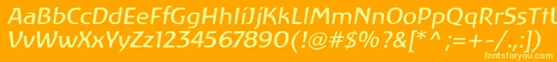 LinotypeAtlantisItalic Font – Yellow Fonts on Orange Background