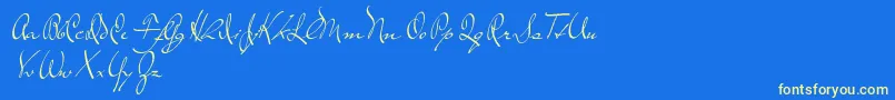 TheLoyalist-Schriftart – Gelbe Schriften auf blauem Hintergrund