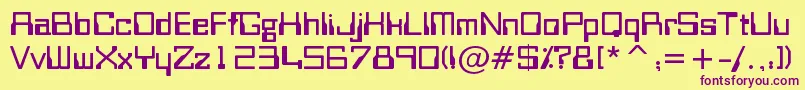 Bitwise-Schriftart – Violette Schriften auf gelbem Hintergrund