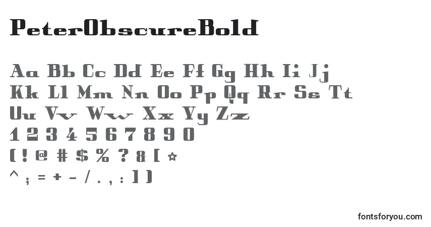 Schriftart PeterObscureBold – Alphabet, Zahlen, spezielle Symbole