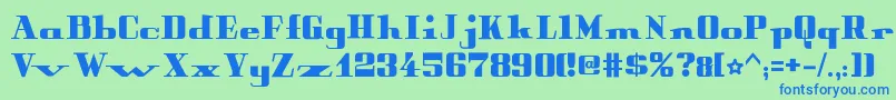 フォントPeterObscureBold – 青い文字は緑の背景です。