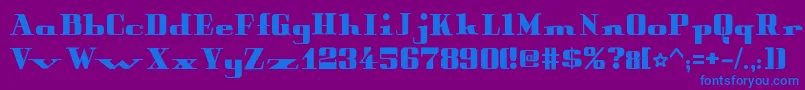 PeterObscureBold-Schriftart – Blaue Schriften auf violettem Hintergrund