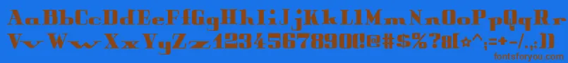 フォントPeterObscureBold – 茶色の文字が青い背景にあります。