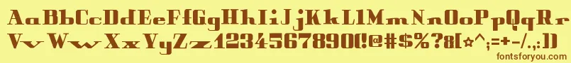 フォントPeterObscureBold – 茶色の文字が黄色の背景にあります。