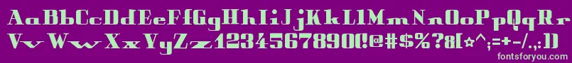 PeterObscureBold-fontti – vihreät fontit violetilla taustalla