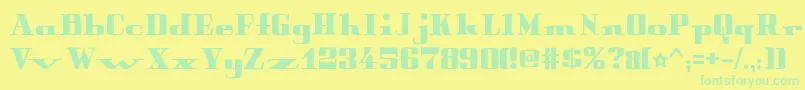 フォントPeterObscureBold – 黄色い背景に緑の文字