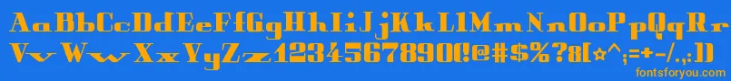 フォントPeterObscureBold – オレンジ色の文字が青い背景にあります。