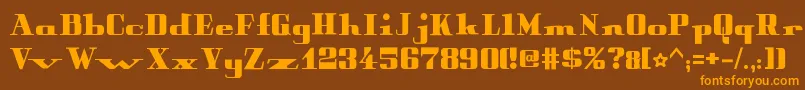 PeterObscureBold-fontti – oranssit fontit ruskealla taustalla
