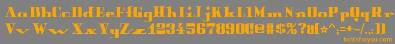 フォントPeterObscureBold – オレンジの文字は灰色の背景にあります。