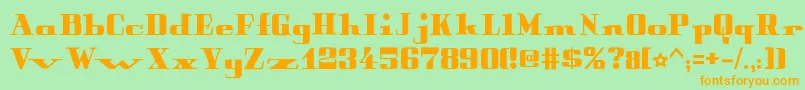 フォントPeterObscureBold – オレンジの文字が緑の背景にあります。